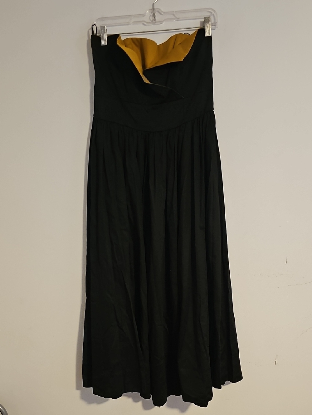 Laura Ashley Black Strapless Maxi Dress with Mustard Lining